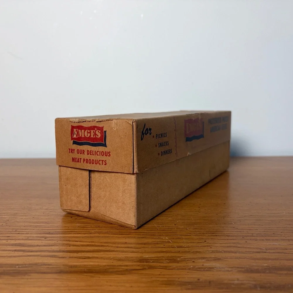 Vintage 1981 Emge's American Cheese 5lb Cardboard Box Fort Branch Indiana